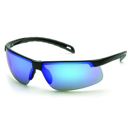 Pyramex Ever-Lite(R), Safety Glasses, Anti-Scratch, Ice Blue Mirror Lens, Black Frame, Half-Frame SB8665D